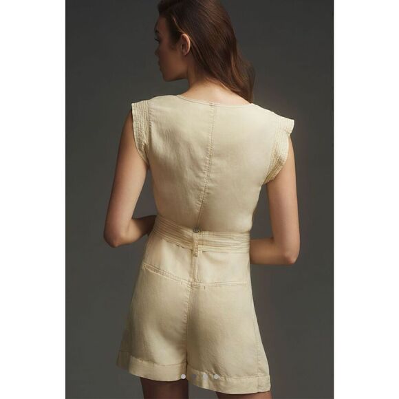 Anthropologie Pilcro Belted V-Neck Romper Neutral Size S - Picture 5 of 12